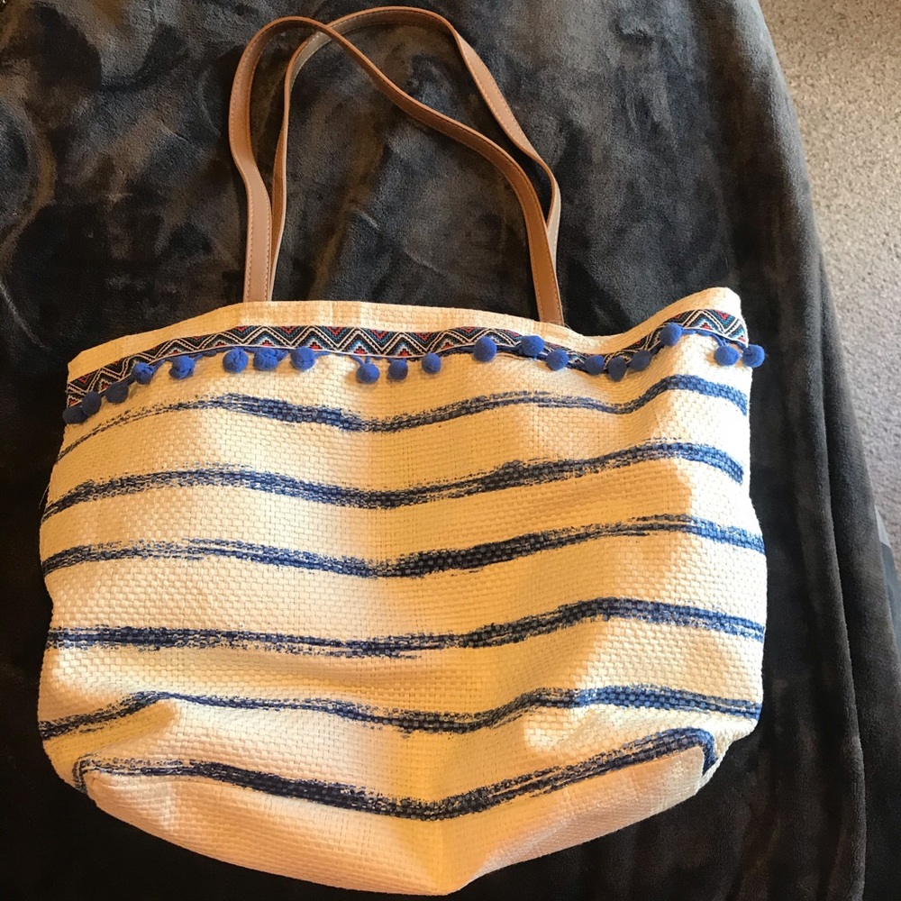 Large boho off white beach bag